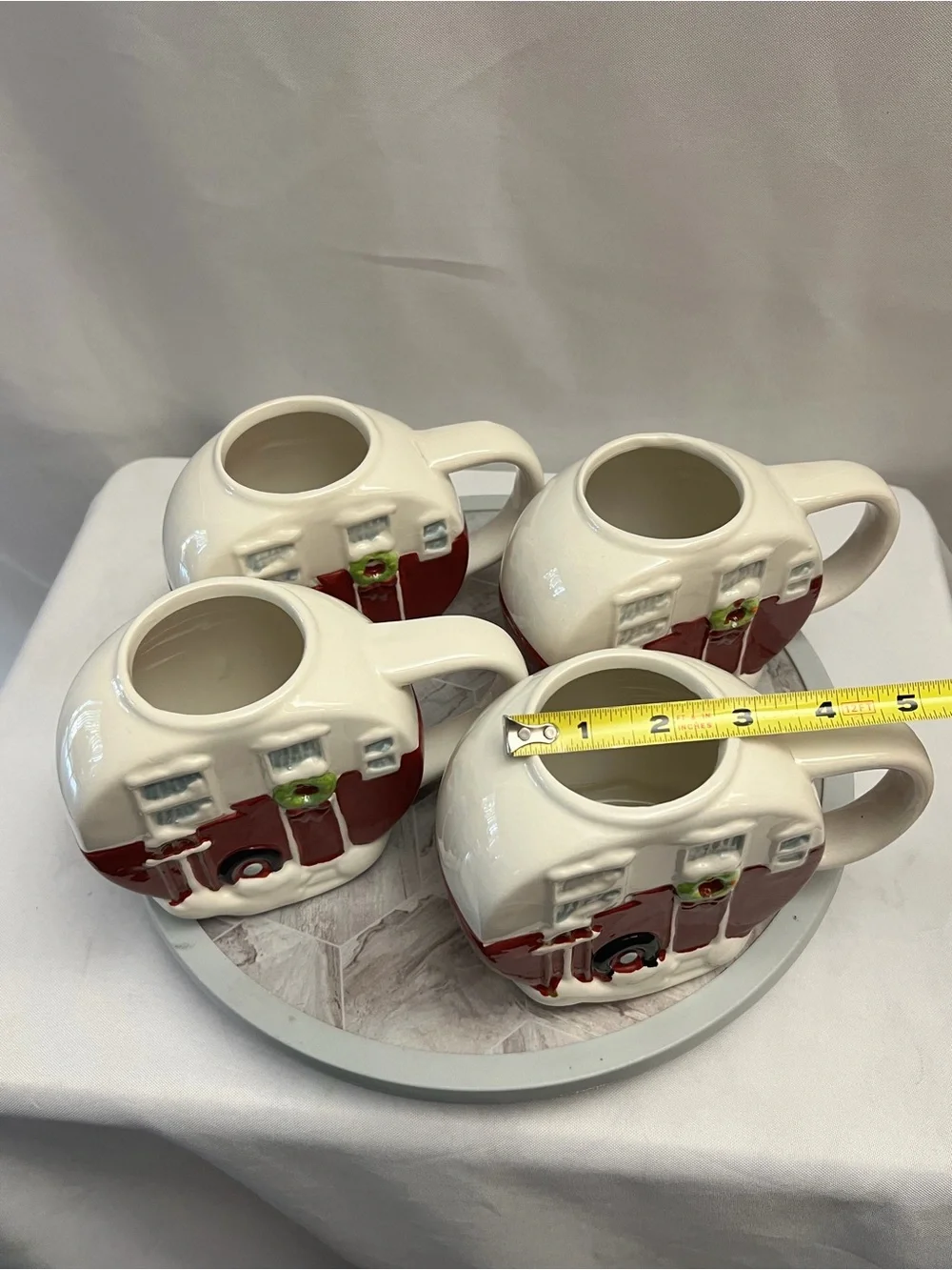 Holiday Cottage Collection Winter Wonder Lane Christmas House Mugs Set Of 4